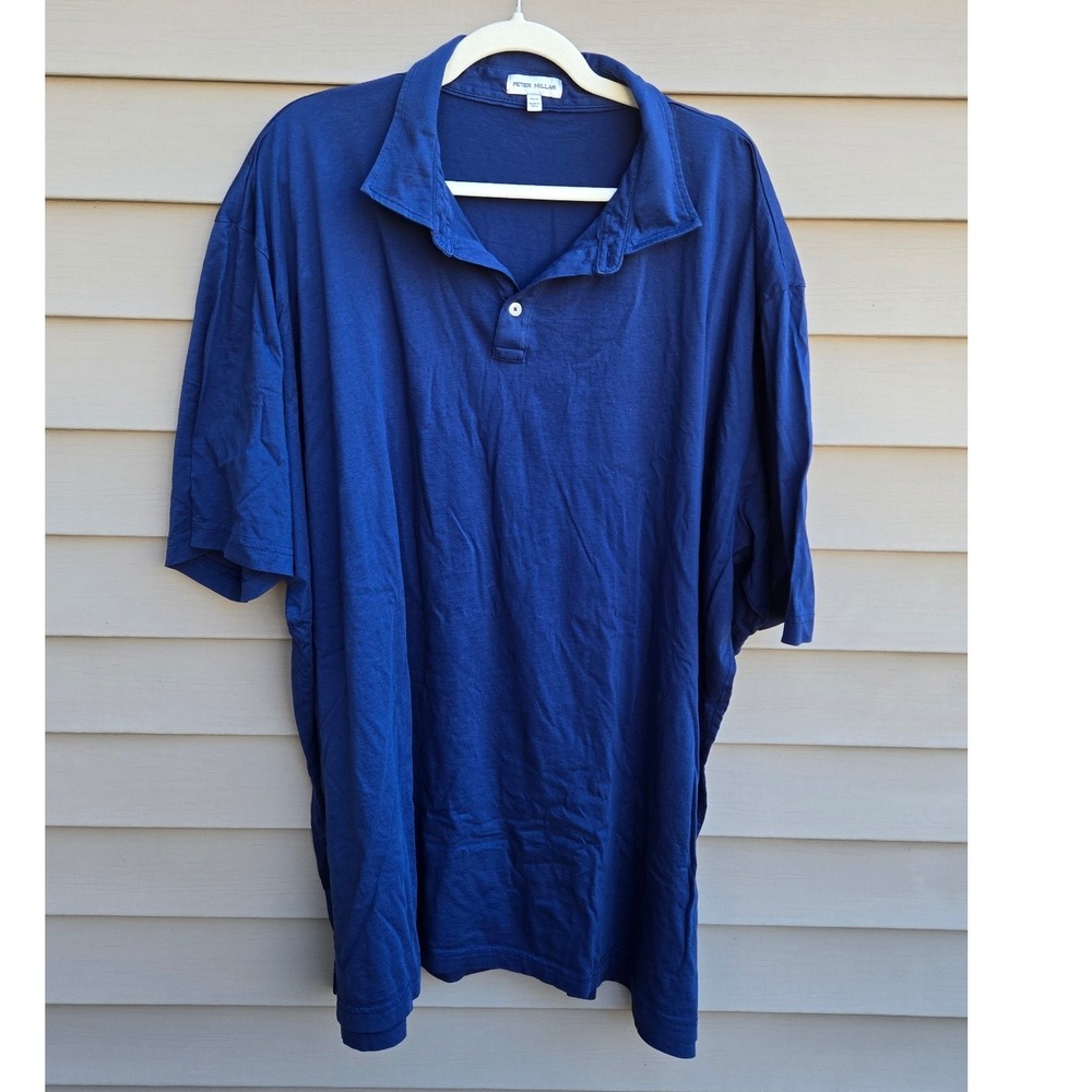 Peter Millar Blue Pima Cotton Polo Shirt Mens 4XT Short Sleeve Tall Fit